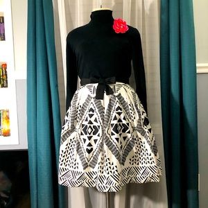 Black and White Tribal Full Skirt